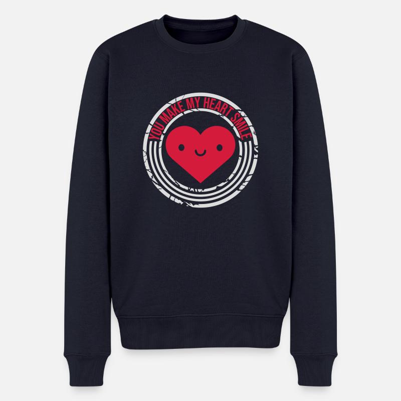 make my heart smile - Männer Premium Bio Pullover - Navy