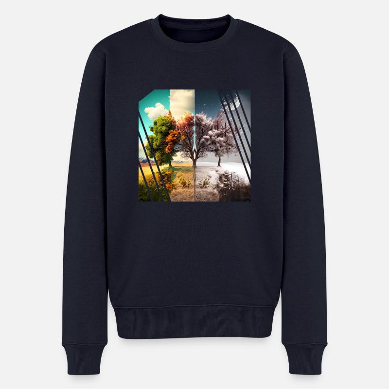 Vier Jahreszeiten - Männer Premium Bio Pullover - Navy
