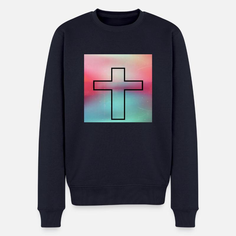 Kreuz - Männer Premium Bio Pullover - Navy