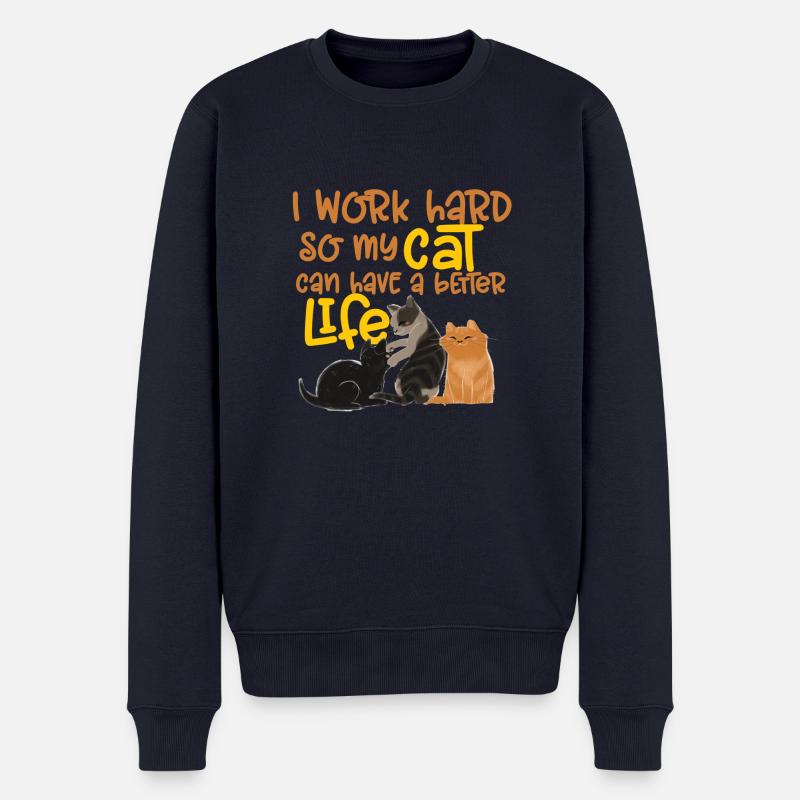 Cats - Männer Premium Bio Pullover - Navy