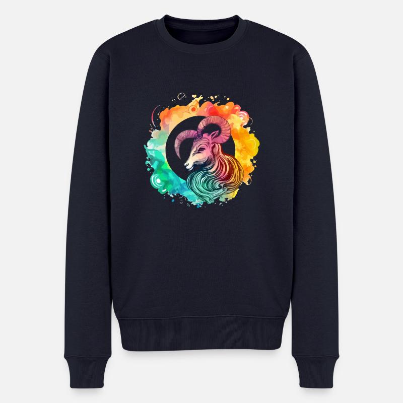 Rho der Steinbock - Männer Premium Bio Pullover - Navy