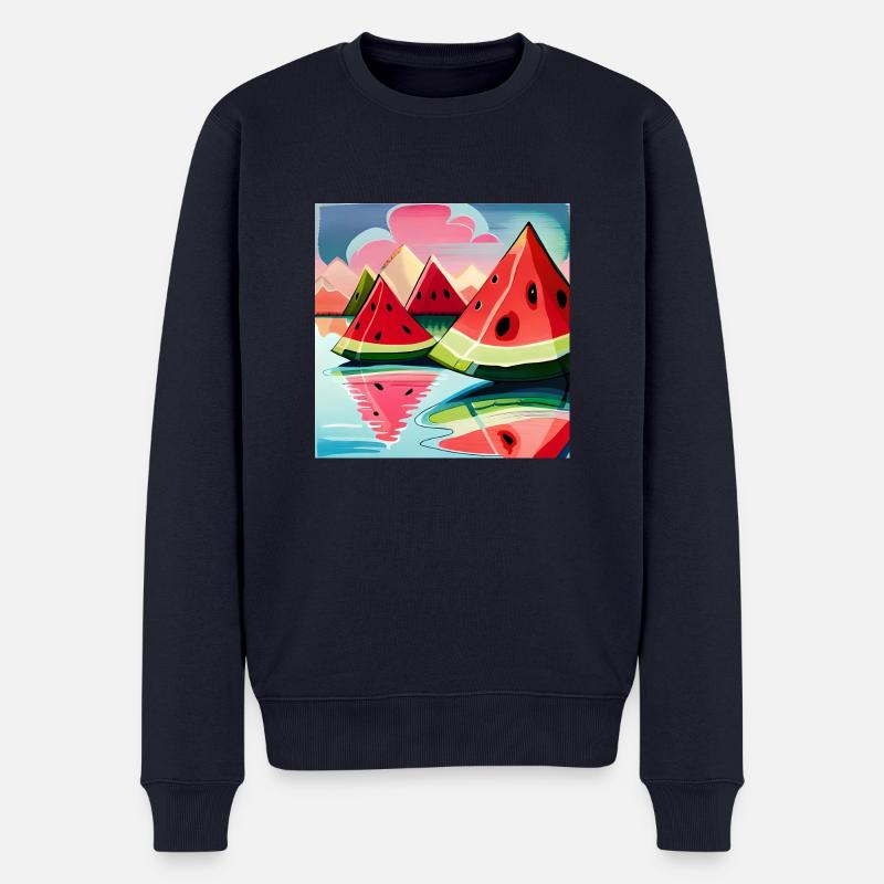 Melon Watermelon Mountain Wassermelone Berge - Männer Premium Bio Pullover - Navy