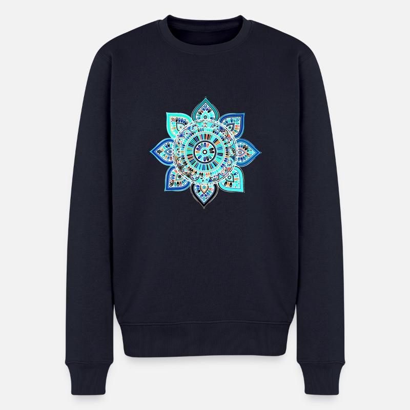 Mandala - Männer Premium Bio Pullover - Navy