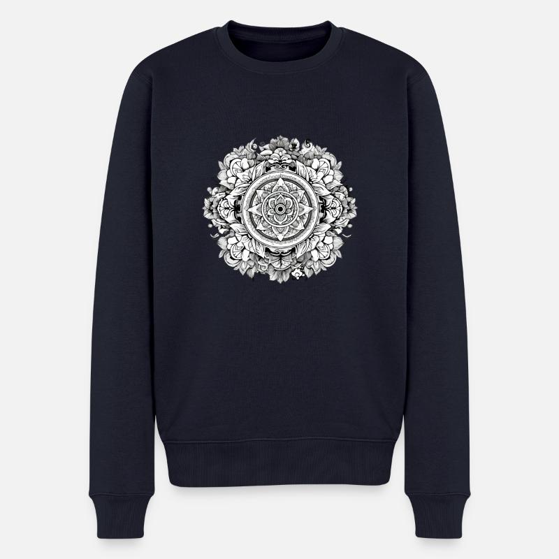 Mandala Zen n°1 - Pull Premium bio Homme - bleu marine