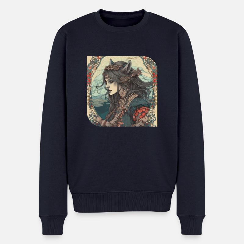 Sie Wolf Tochter - Männer Premium Bio Pullover - Navy