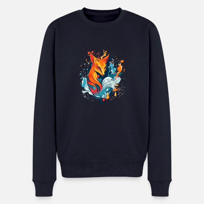 Der Phönix-Fuchs - Männer Premium Bio Pullover - Navy