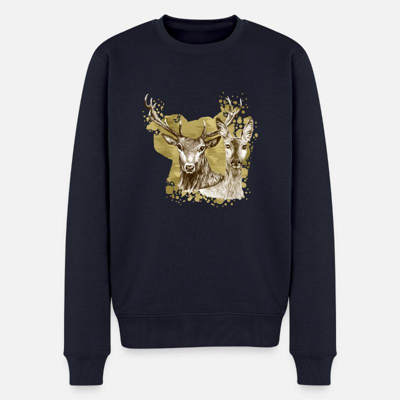 Rehe und Rehe - Männer Premium Bio Pullover - Navy