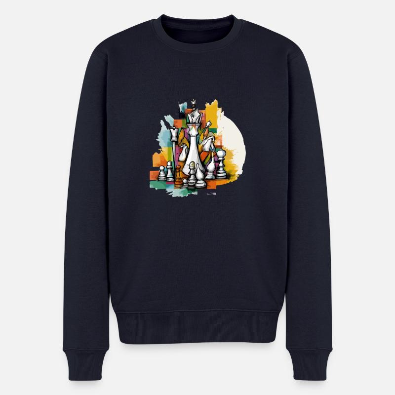 Composition échiquéenne - Pull Premium bio Homme - bleu marine
