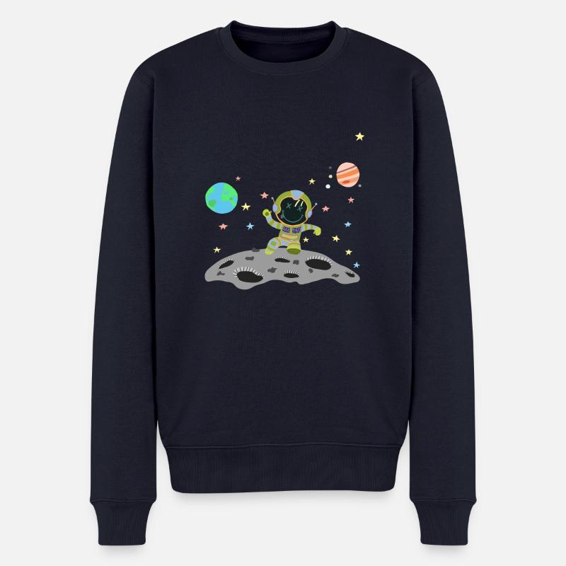 Blau-Grüner Astronaut - Männer Premium Bio Pullover - Navy