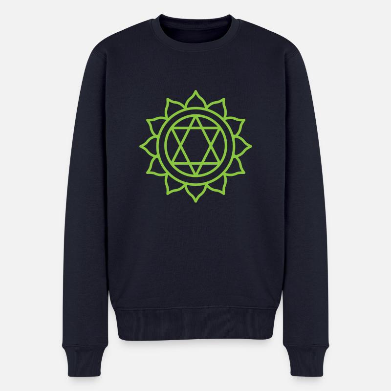 GESUNDHEIT & LANGLEBIGKEIT | 4. Anahata oder Herzchakra - Männer Premium Bio Pullover - Navy