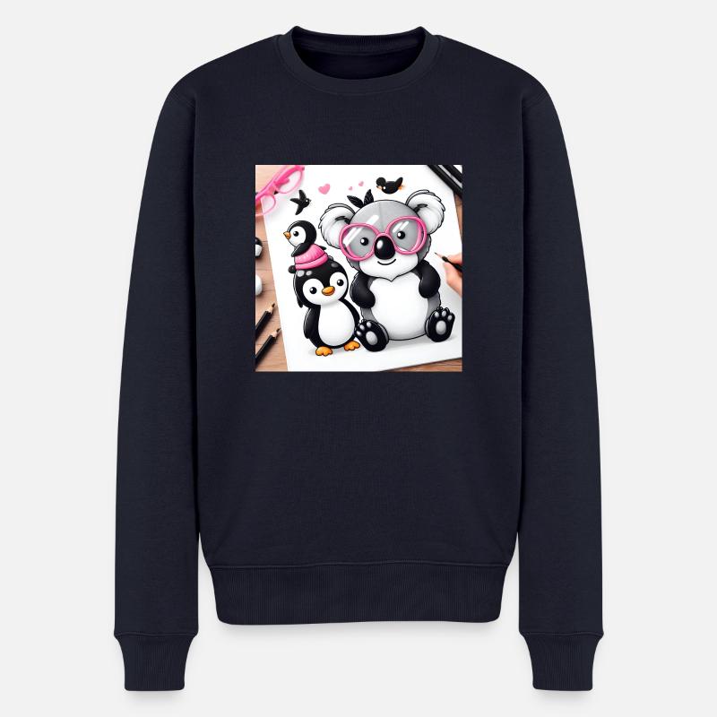 Koala und Pinguin - Männer Premium Bio Pullover - Navy