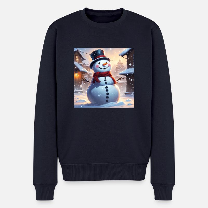 Schneemann - Männer Premium Bio Pullover - Navy