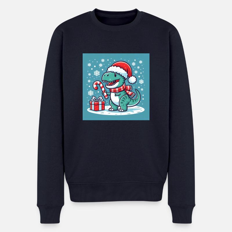 Dino Weihnachten - Männer Premium Bio Pullover - Navy