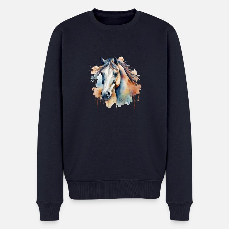 Pferd Krafttier Sinnlichkeit Dynamik Freiheit - Männer Premium Bio Pullover - Navy