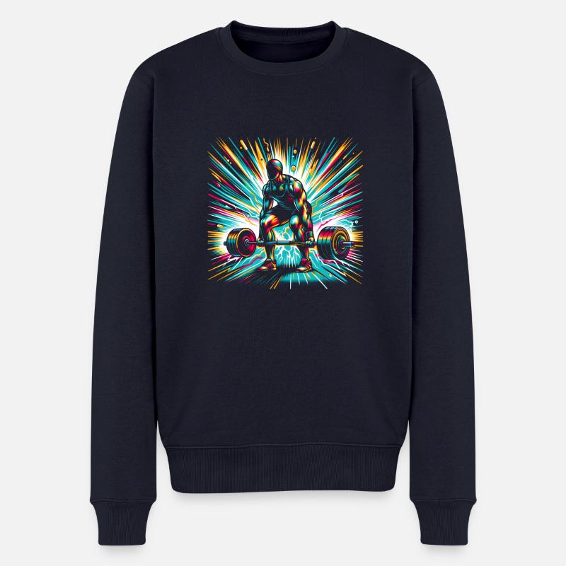 Ultimative Kraft: Gewichtheber Silhouette - Männer Premium Bio Pullover - Navy