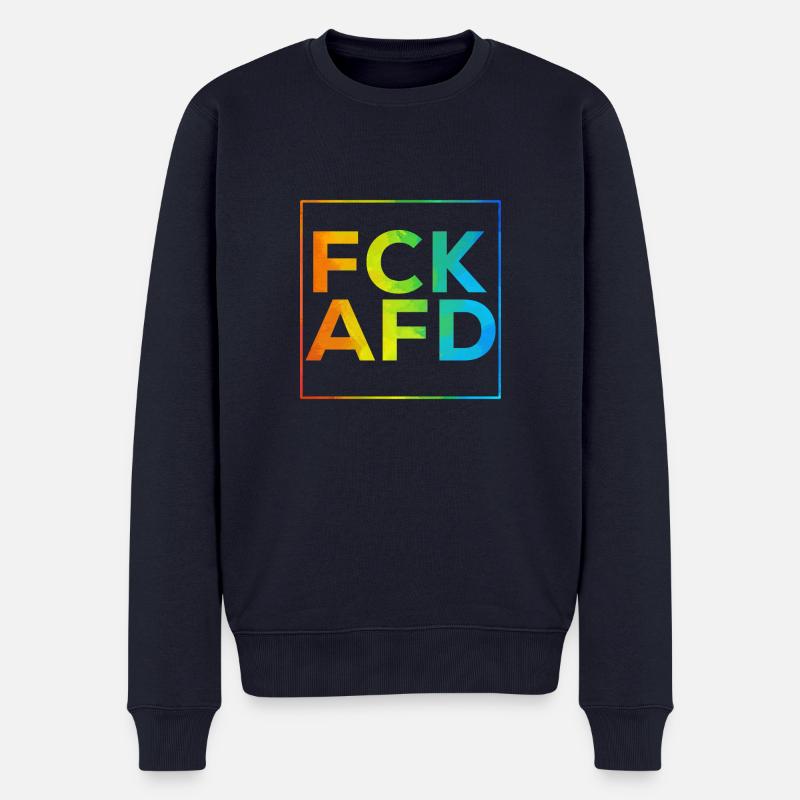 FCK AFD mit Rahmen Regenbogen - Männer Premium Bio Pullover - Navy