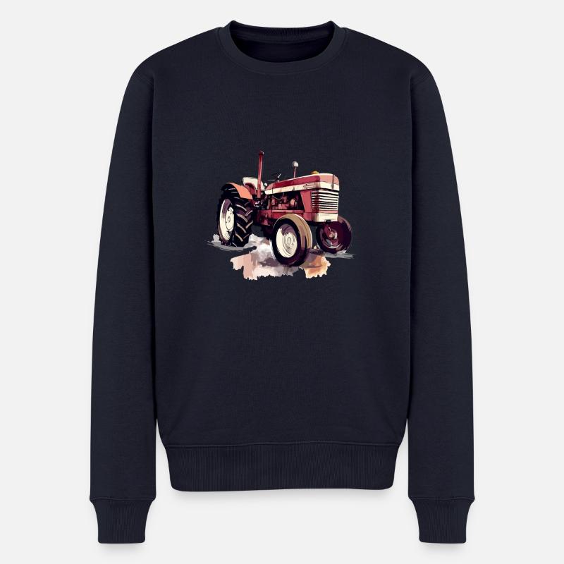 Roter Oldtimer-Traktor - Männer Premium Bio Pullover - Navy