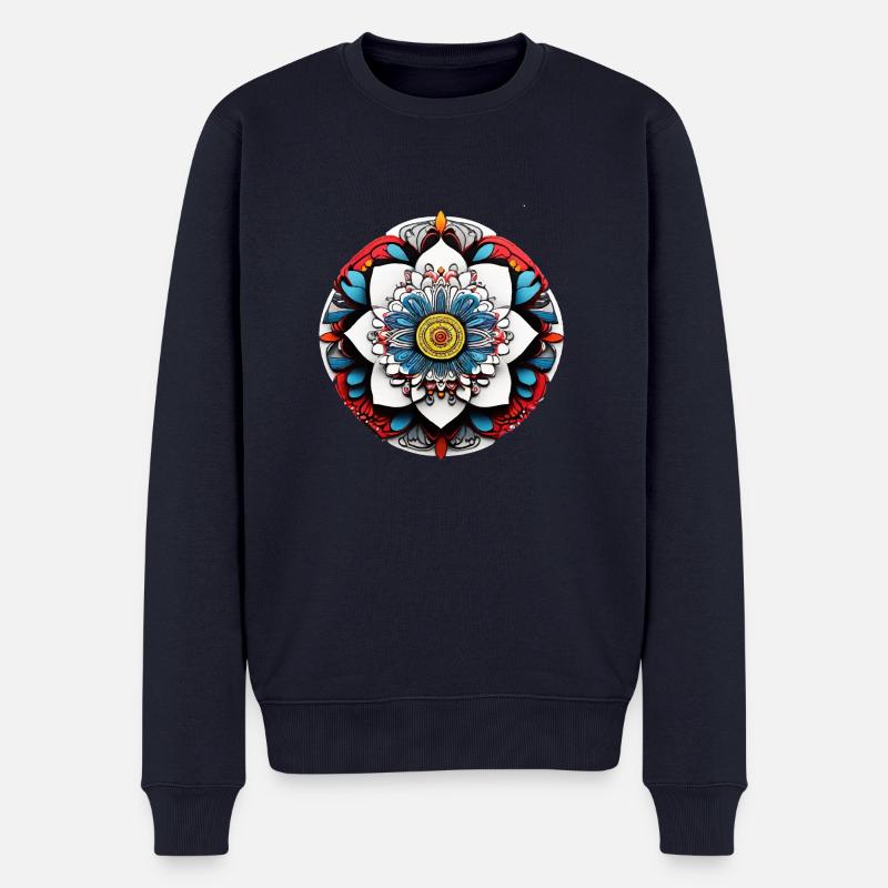Mandala - Männer Premium Bio Pullover - Navy