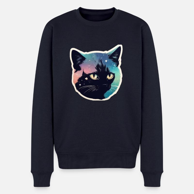 Chat dans les étoiles - Pull Premium bio Homme - bleu marine