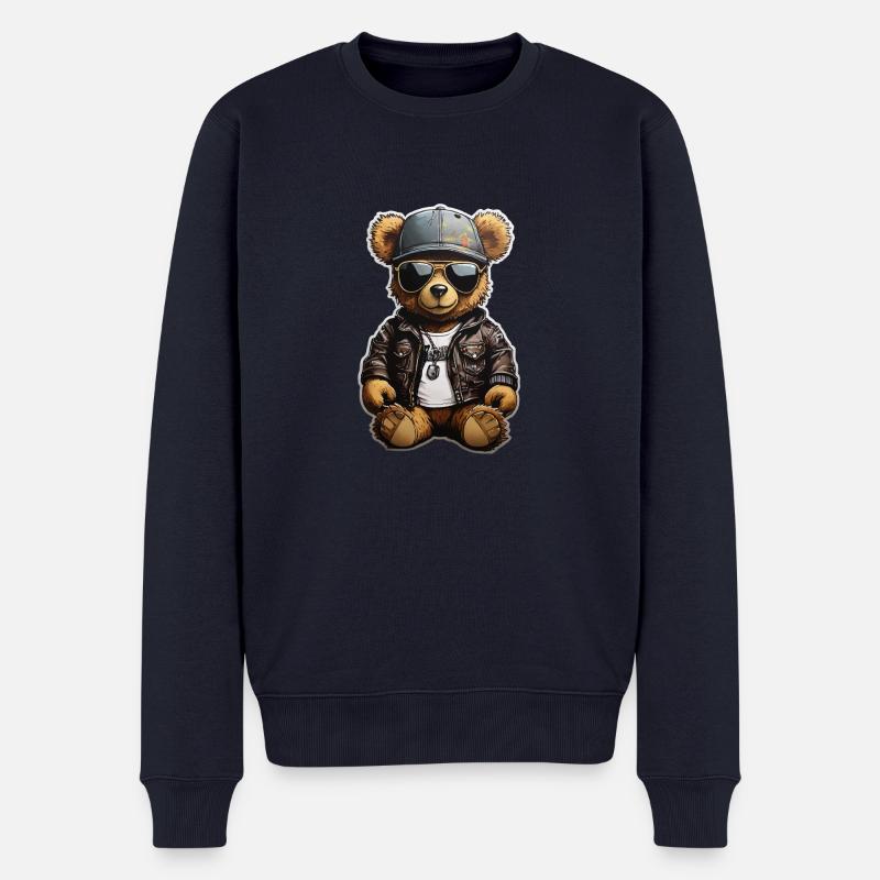 Teddybär Rapper Ganster - Männer Premium Bio Pullover - Navy