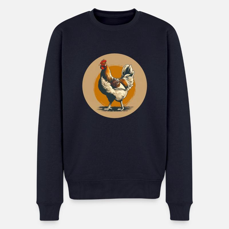 Hahn mit rotem Kamm - Männer Premium Bio Pullover - Navy