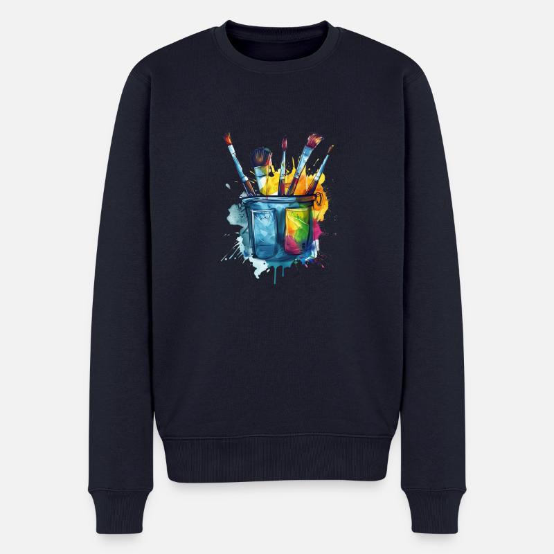Pinsel Tasche Farbenfrohes Schaffen - Männer Premium Bio Pullover - Navy