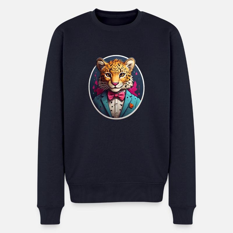 Lustiges Comic Leopard - Männer Premium Bio Pullover - Navy