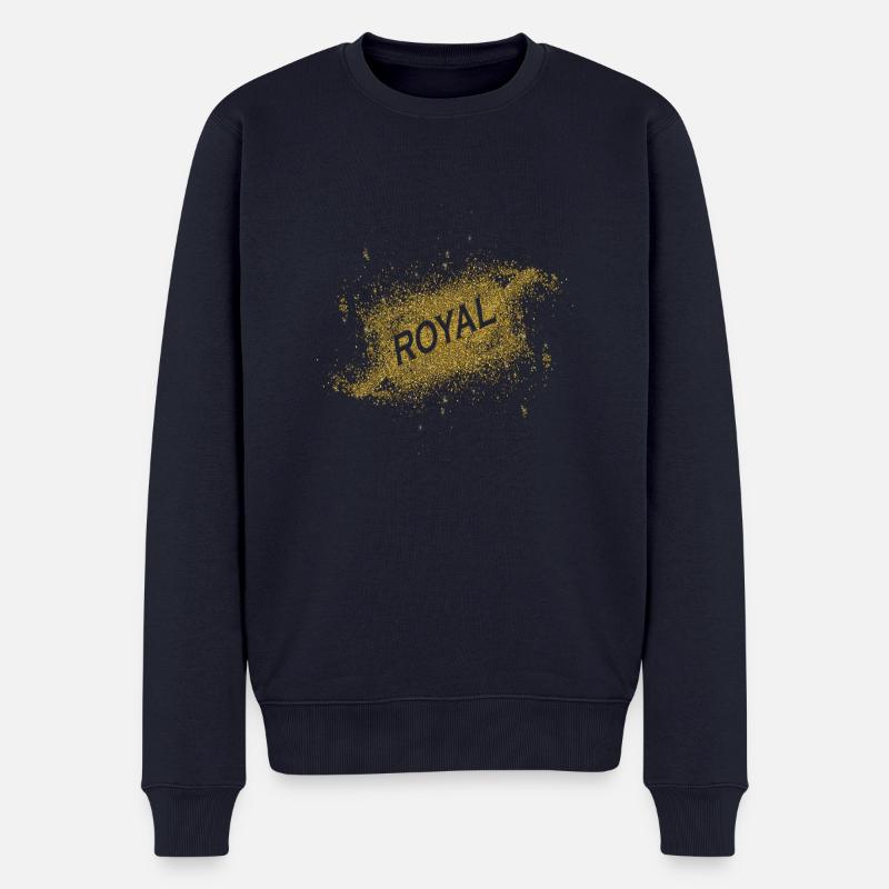RoyalGold - Männer Premium Bio Pullover - Navy