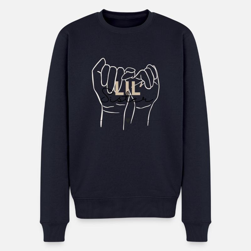 Kleine Schwester Design - Geschwister - Männer Premium Bio Pullover - Navy