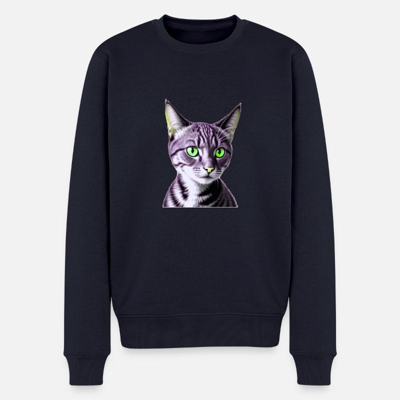 Grünäugige Katze - Männer Premium Bio Pullover - Navy