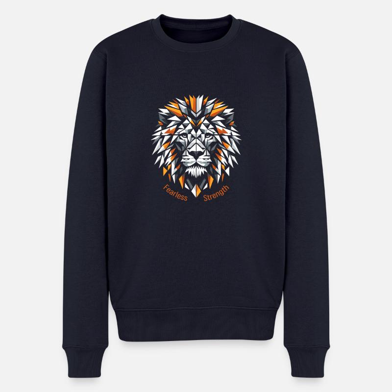 Geometric Lion Strength - Männer Premium Bio Pullover - Navy