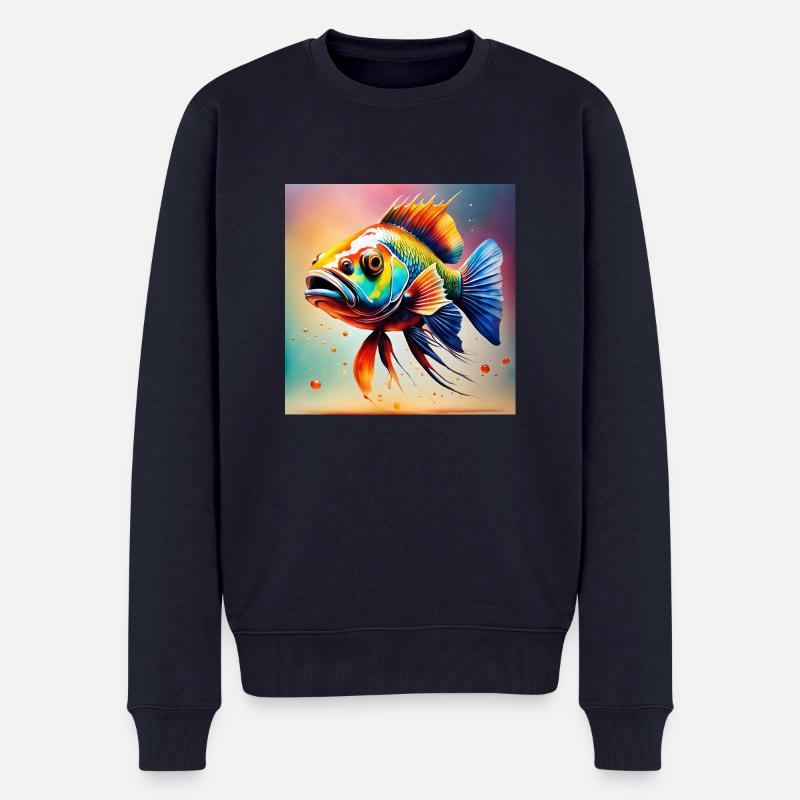 Poisson coloré - Pull Premium bio Homme - bleu marine