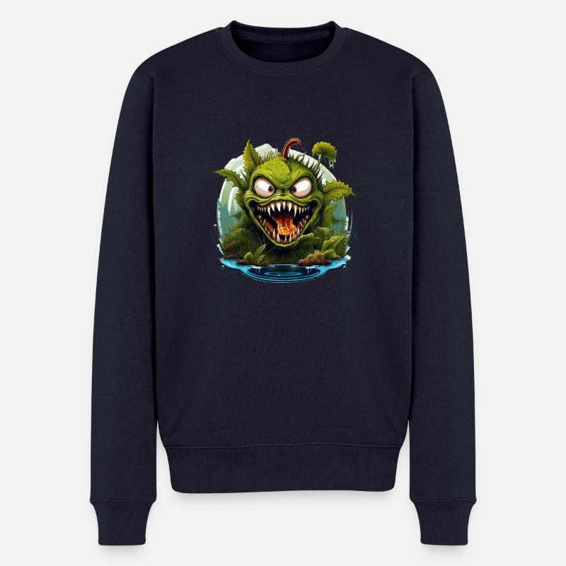 Wilde, wütende, fleischfressende Pflanze - Männer Premium Bio Pullover - Navy