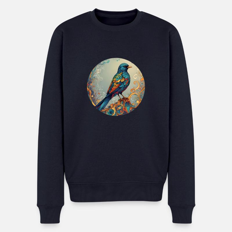 Vogel runder Batch - Männer Premium Bio Pullover - Navy