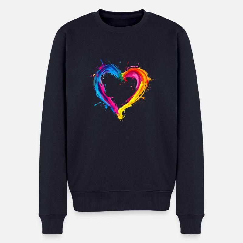 Herz Bunt - Männer Premium Bio Pullover - Navy
