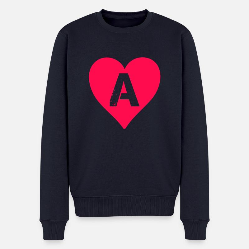herz buchstabe a - Männer Premium Bio Pullover - Navy