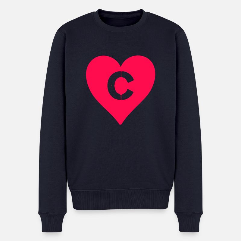 herz buchstabe c - Männer Premium Bio Pullover - Navy
