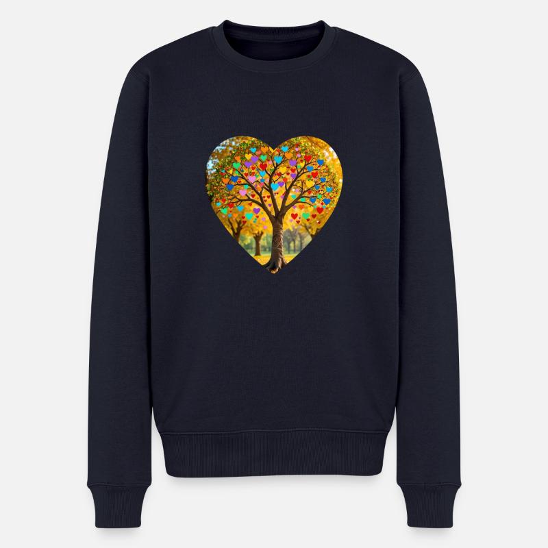 Baum mit Herzblättern - Männer Premium Bio Pullover - Navy