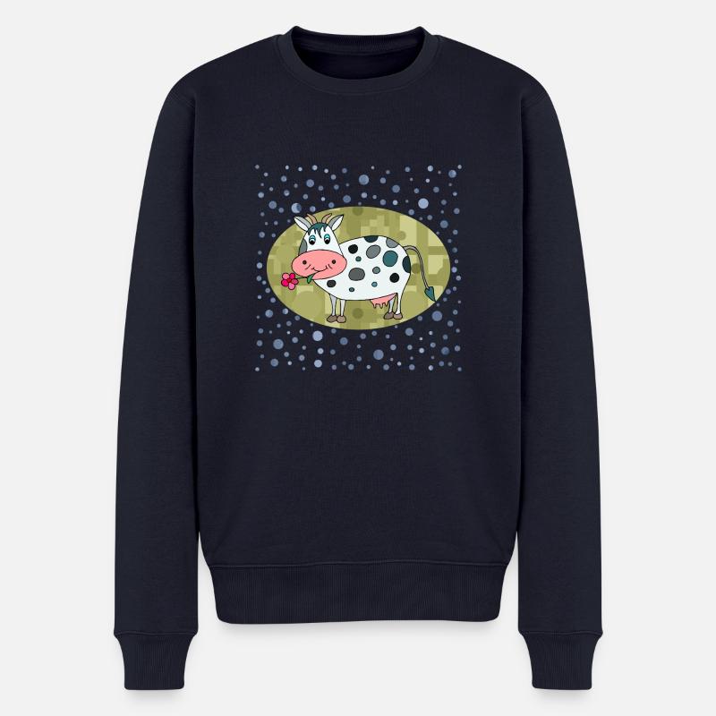 Kuh - Männer Premium Bio Pullover - Navy