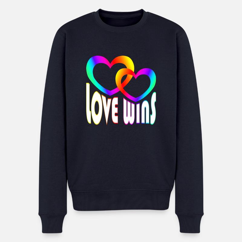 Regenbogen bunte Herzen - Liebe gewinnt - Männer Premium Bio Pullover - Navy