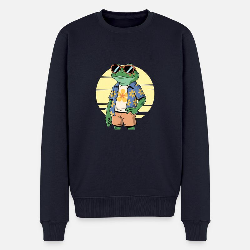Lustiger Sommerfrosch - Männer Premium Bio Pullover - Navy