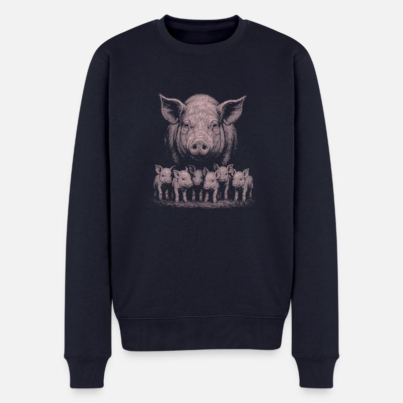 Hausschwein - Männer Premium Bio Pullover - Navy