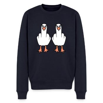 2 Seagulls Doigt d’honneur Insulte Stinkfinger Équipe - Pull Premium bio Homme - bleu marine - Devant - Nico (187cm)
