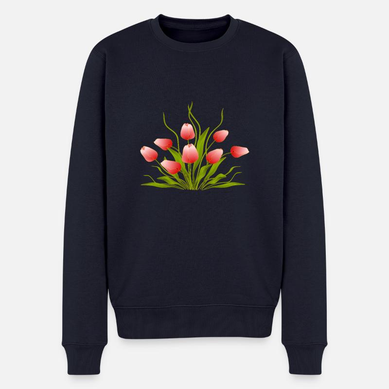 Blumen - Männer Premium Bio Pullover - Navy