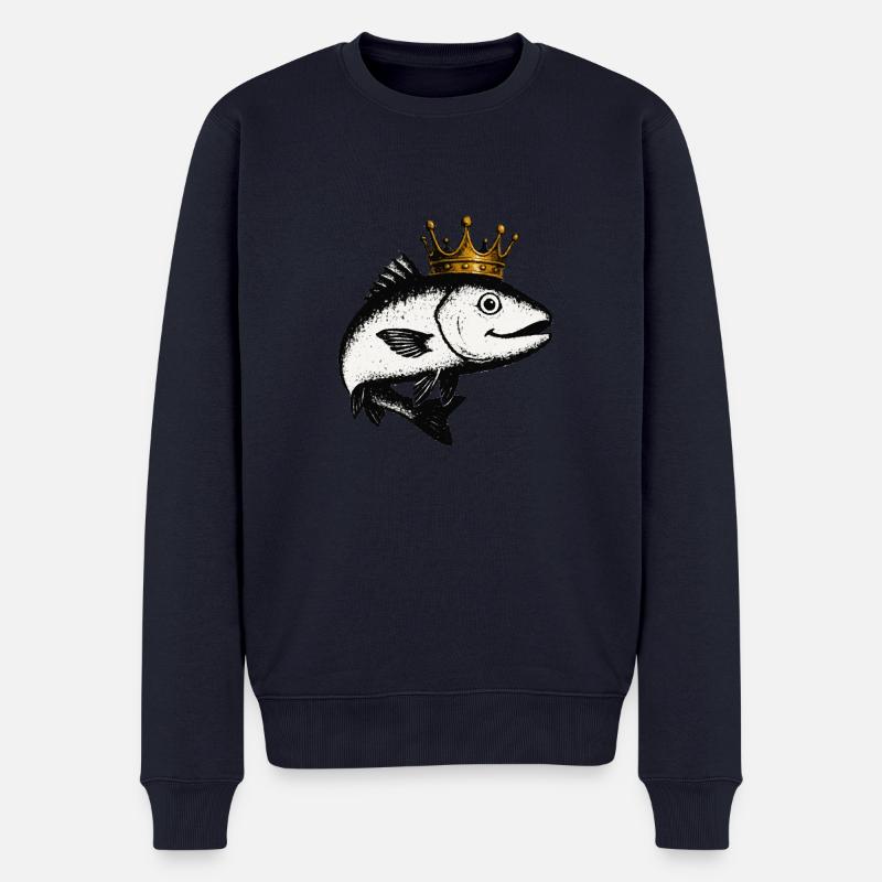 Konig Fisch Fishers Empire - Männer Premium Bio Pullover - Navy