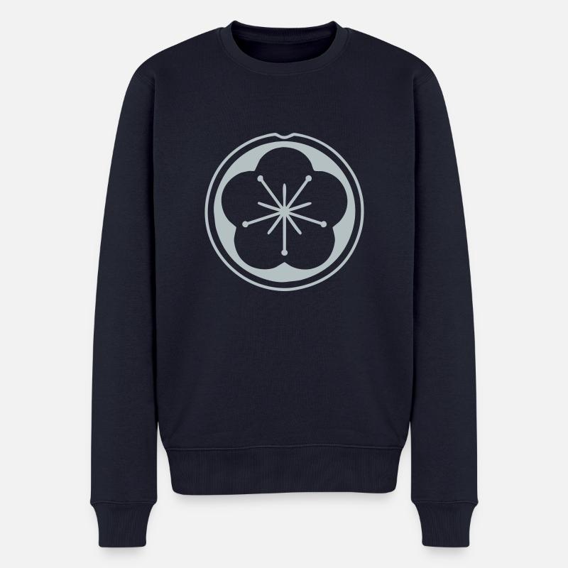 Pflaumenblüte - Männer Premium Bio Pullover - Navy