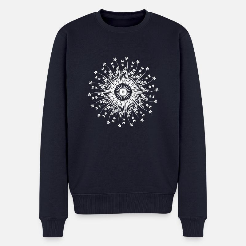 Blumen Mandala - Männer Premium Bio Pullover - Navy
