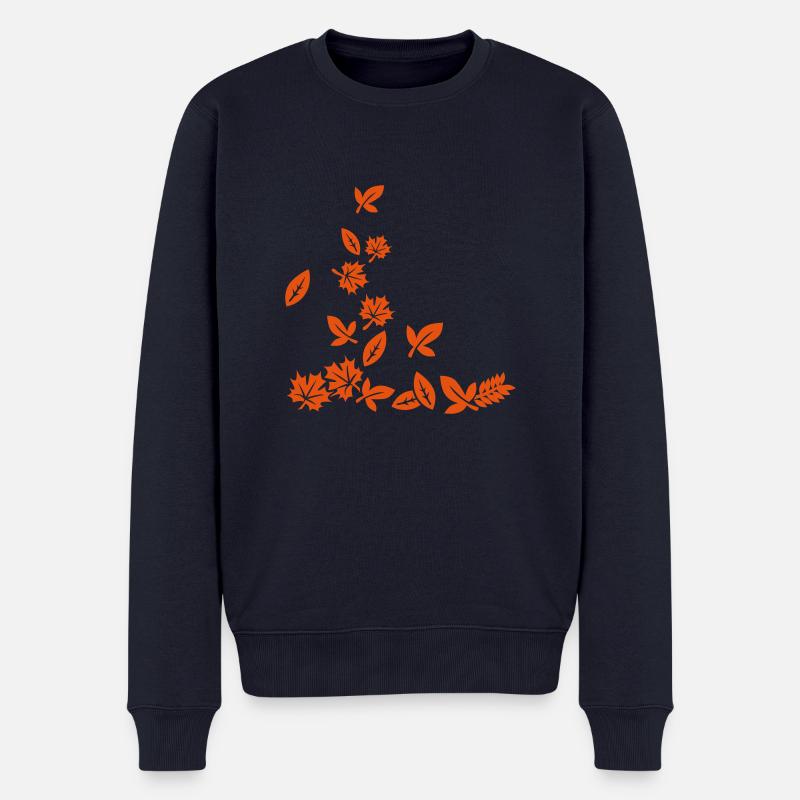 Blätter - Männer Premium Bio Pullover - Navy