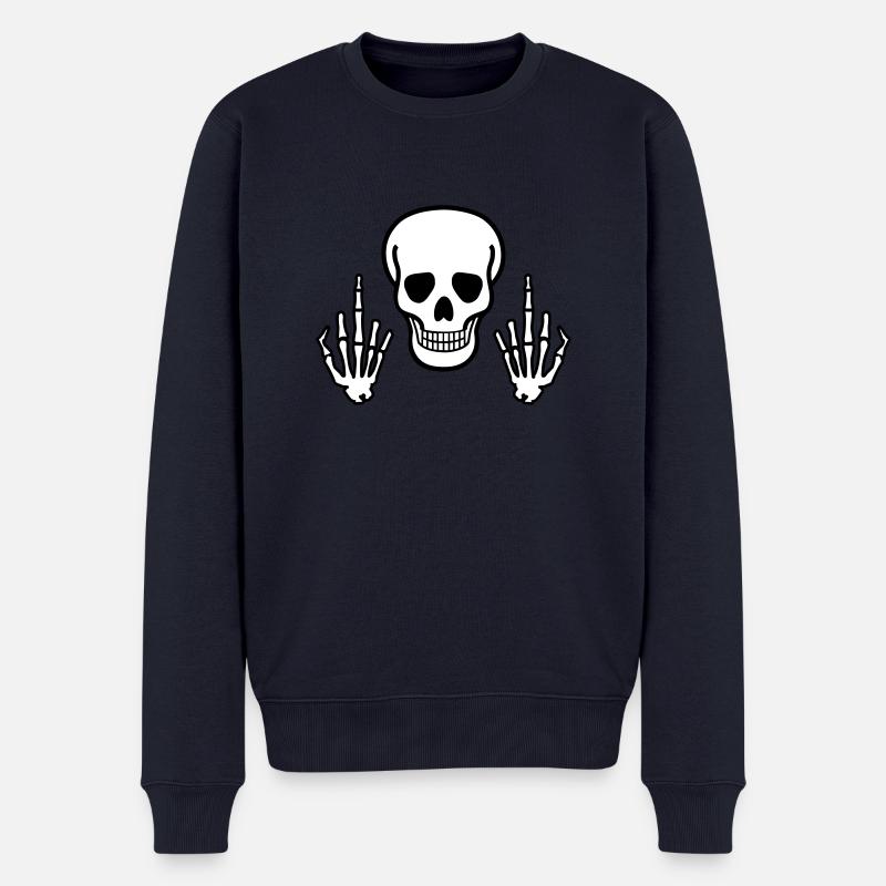 Skull & Middle Finger, 2 coloured - Pull Premium bio Homme - bleu marine