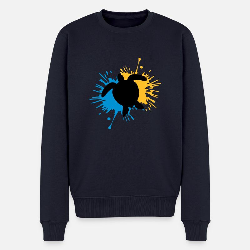 Klecks Tropfen Wasserschildkröte - Männer Premium Bio Pullover - Navy
